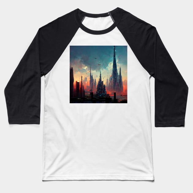 Future Metropolitan City - best selling Baseball T-Shirt by bayamba